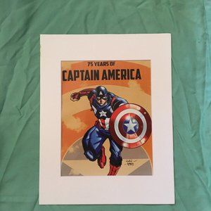 Captain America Art matted Pop Gift Marvel Comics Steve Rogers Cap
